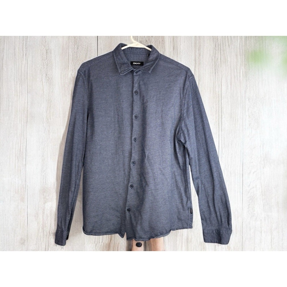 DKNY Chambray Blue Casual Button-Down Shirt - Men's‎ Large